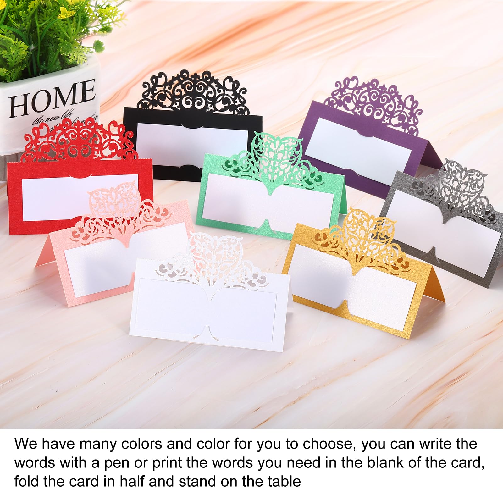 PATIKIL Table Name Place Cards,25Pcs 3.9 x 3.9inch Favor Decor Hollow Lace Cut Design Seat Blank Card for Wedding Party Seating Place Cards Black - Image 4