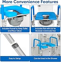 Vista 7 de Ultimate - Asiento de inodoro elevado con asas, cómoda para mesita de noche, reposabrazos acolchados, altura ajustable, asiento de inodoro elevado