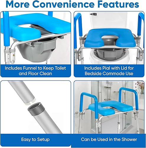 Vista 6 de Platinum Health Original Ultimate - Asiento de inodoro acolchado elevado con asas, elevador para personas mayores con altura y ancho ajustados, 330