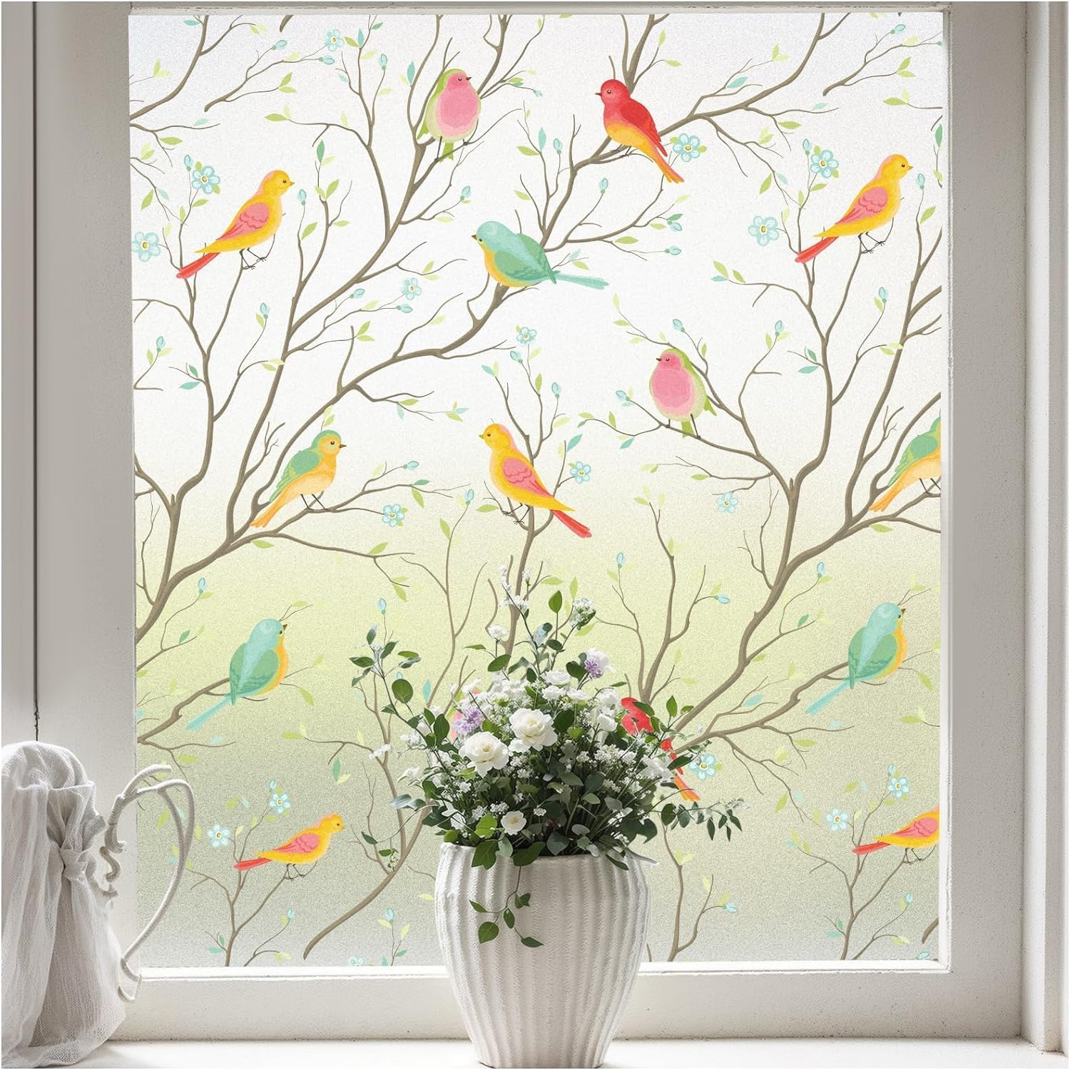 ELTON 3D Window Films Privacy Film Self Adhesive Decorative Film For Bathroom Door Window Heat Control Anti UV 16 X 36 Inches (Chirpy Bird),Multicolour-image-13