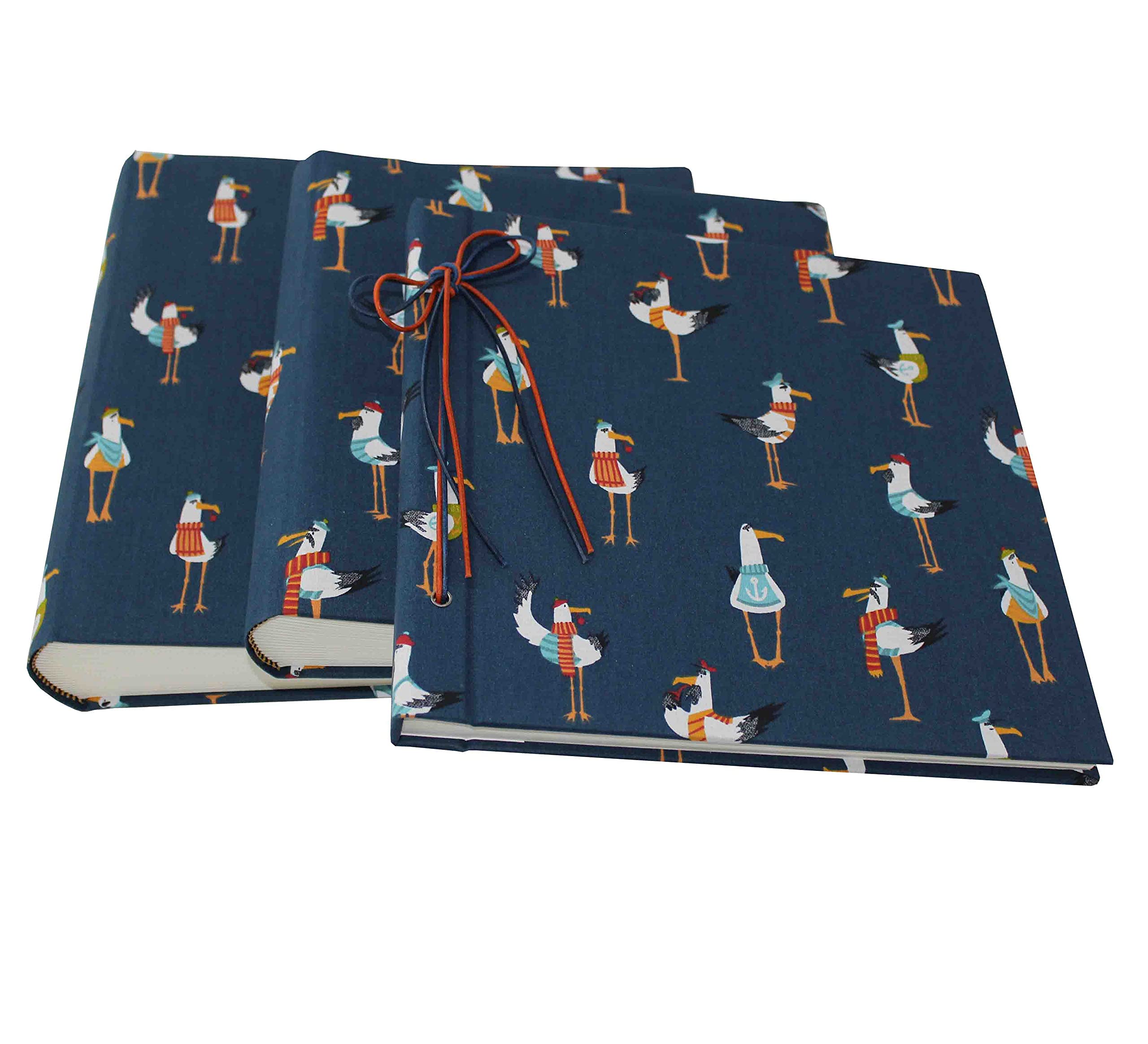 Álbum de fotos infantil con cubierta de tela de algodón azul, gran formato.