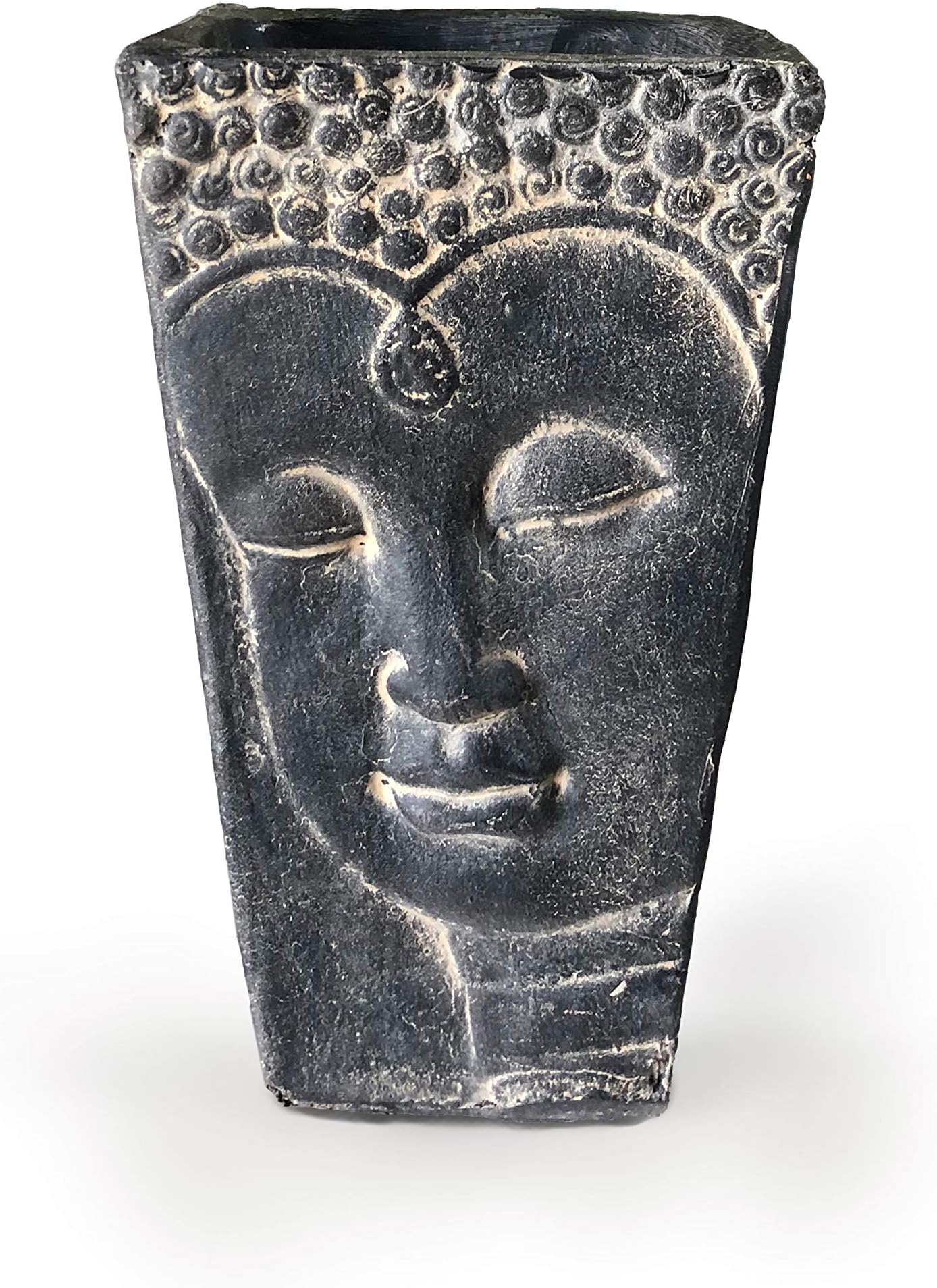 Aalami Buddha Face Pot - Handmade Decorative Garden Planter with Buddha Face - Ceramic Material with Drainage Hole - Indoor and Outdoor Decor - Housewarming, Wedding, Birthday Gift - 26x15cm