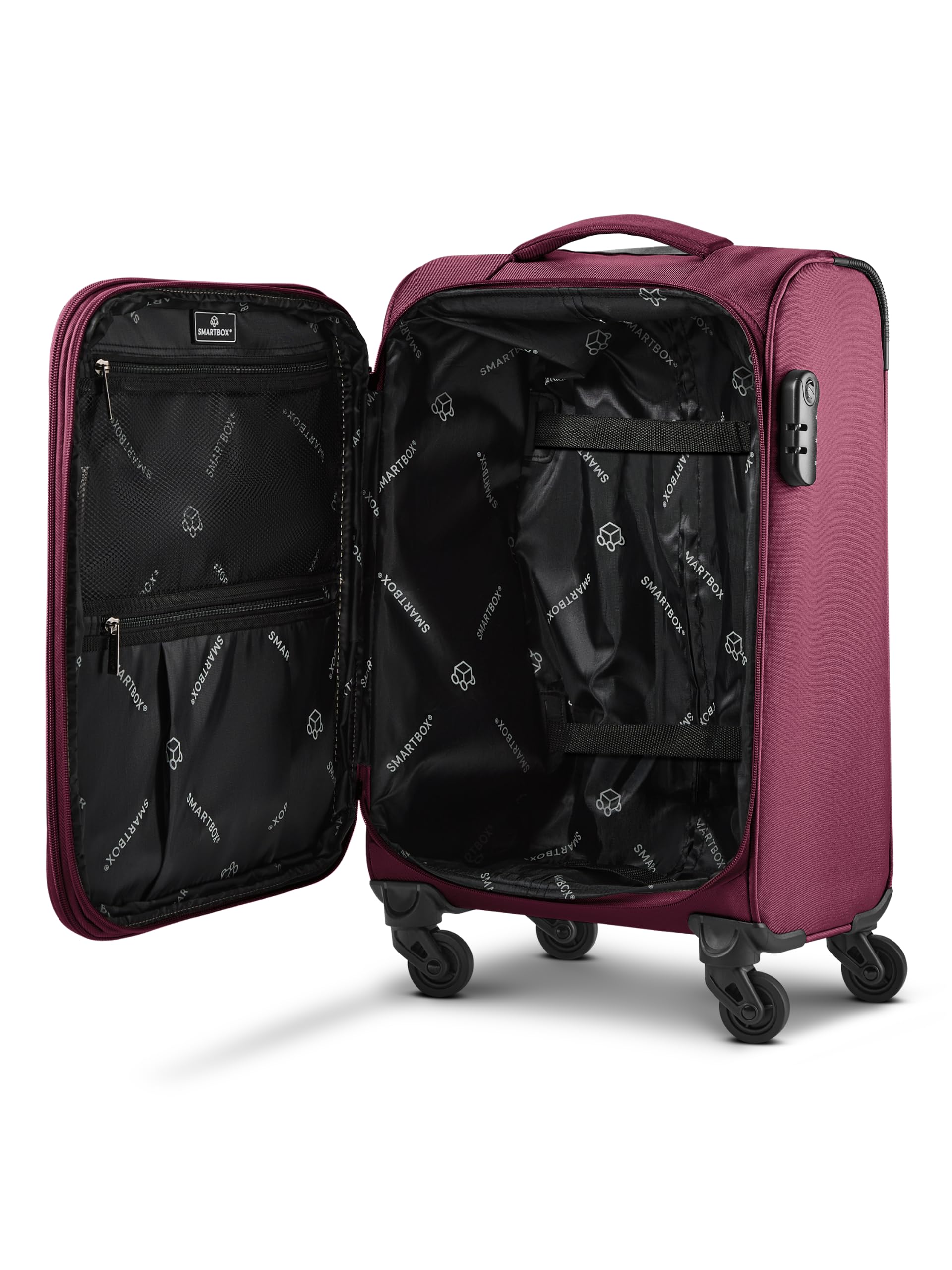 Smartbox Valigia morbida da cabina per uomo e donna, 36 x 23 x 55 cm, 4 ruote e lucchetto a combinazione, espandibile con piega di espansione, leggera 2,6 kg (Edition 04)