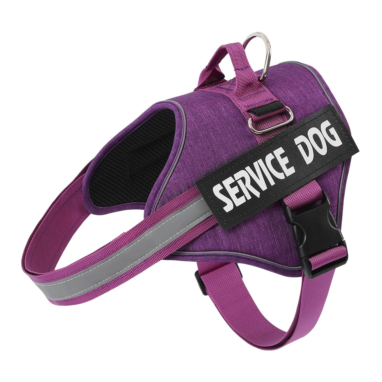 Belababy Service Dog Harness Small Medium Large, Adjustable Emotional Support Dog in Training Harness with Sturdy Handle, Reflective Therapy Puppy Vest, XL, Purple