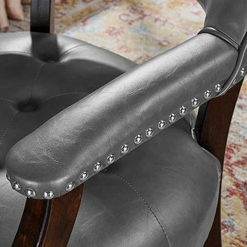 Miniatura 8 de LEEMTORIG XXY-1910-DG - Sillas de comedor con ruedas y brazos, sillas de comedor con ruedas, sillas de mesa de póquer de juego, sillas de madera