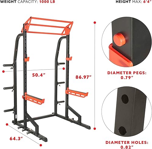 Miniatura 6 de Sunny Health & Fitness Power Zone - Jaula de potencia de rendimiento resistente para medio estante