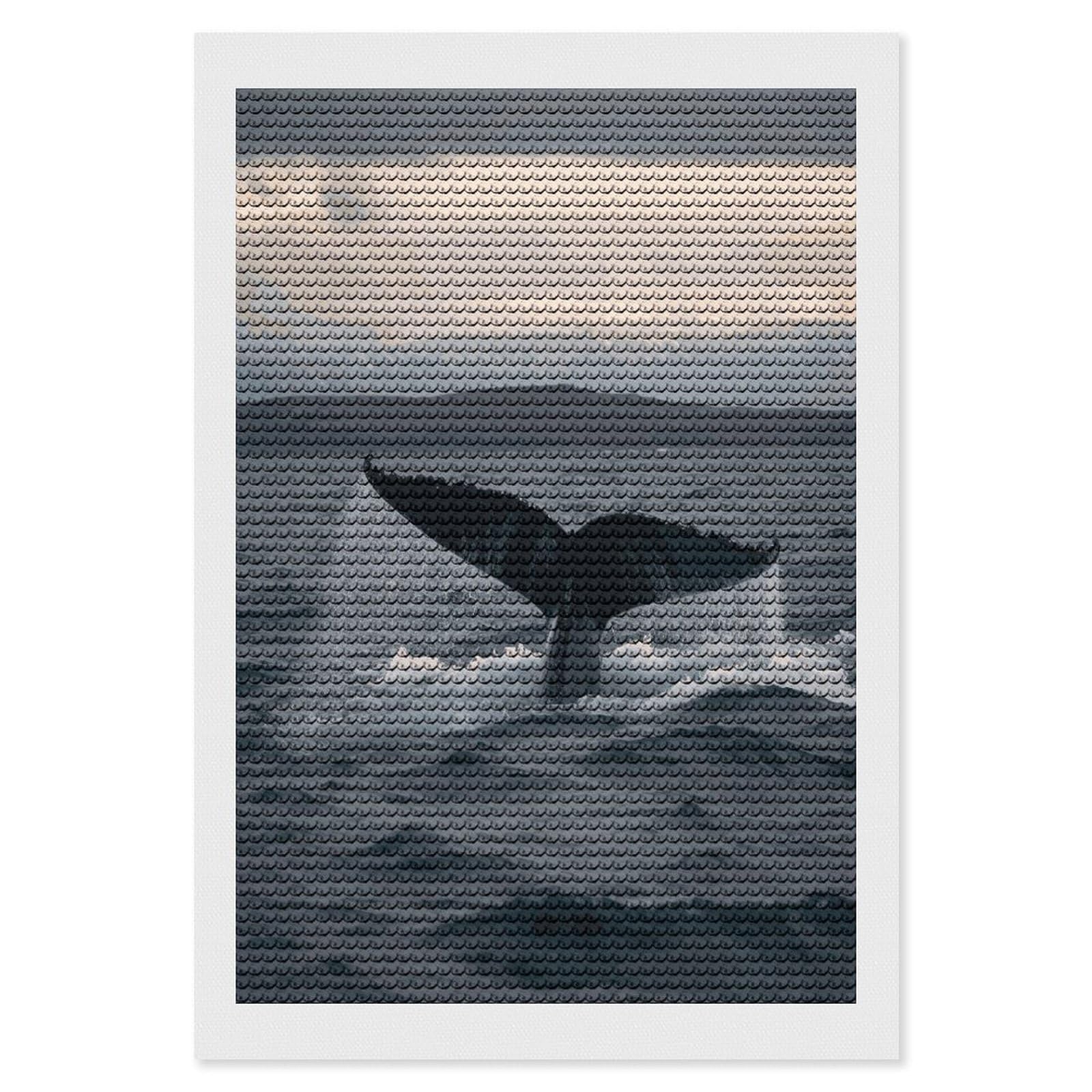 FekiLoot Humpback Whale Tail Ocean Diamond Art Kits for Adults Diamond Painting Kits for Beginners DIY Diamond Art Kits Round Full Drill Diamond Dot Gem Painting for Home Wall Decor Gift 8"x12"