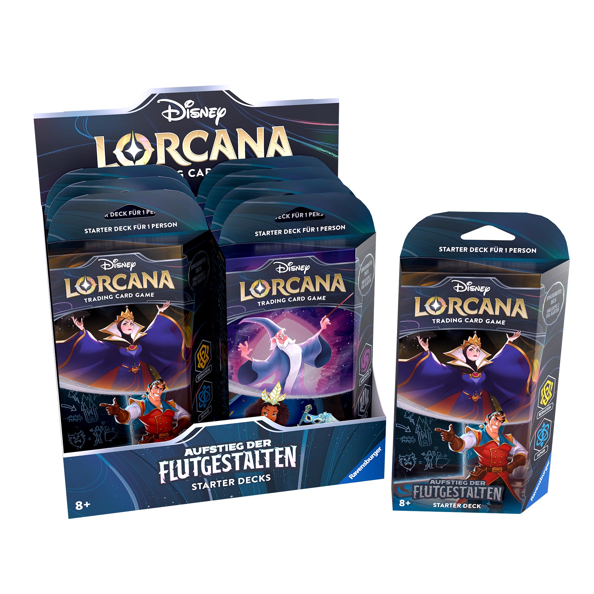 Disney Lorcana Trading Card Game: Aufstieg der Flutgestalten - Display mit 8 Starter Decks (Deutsch)