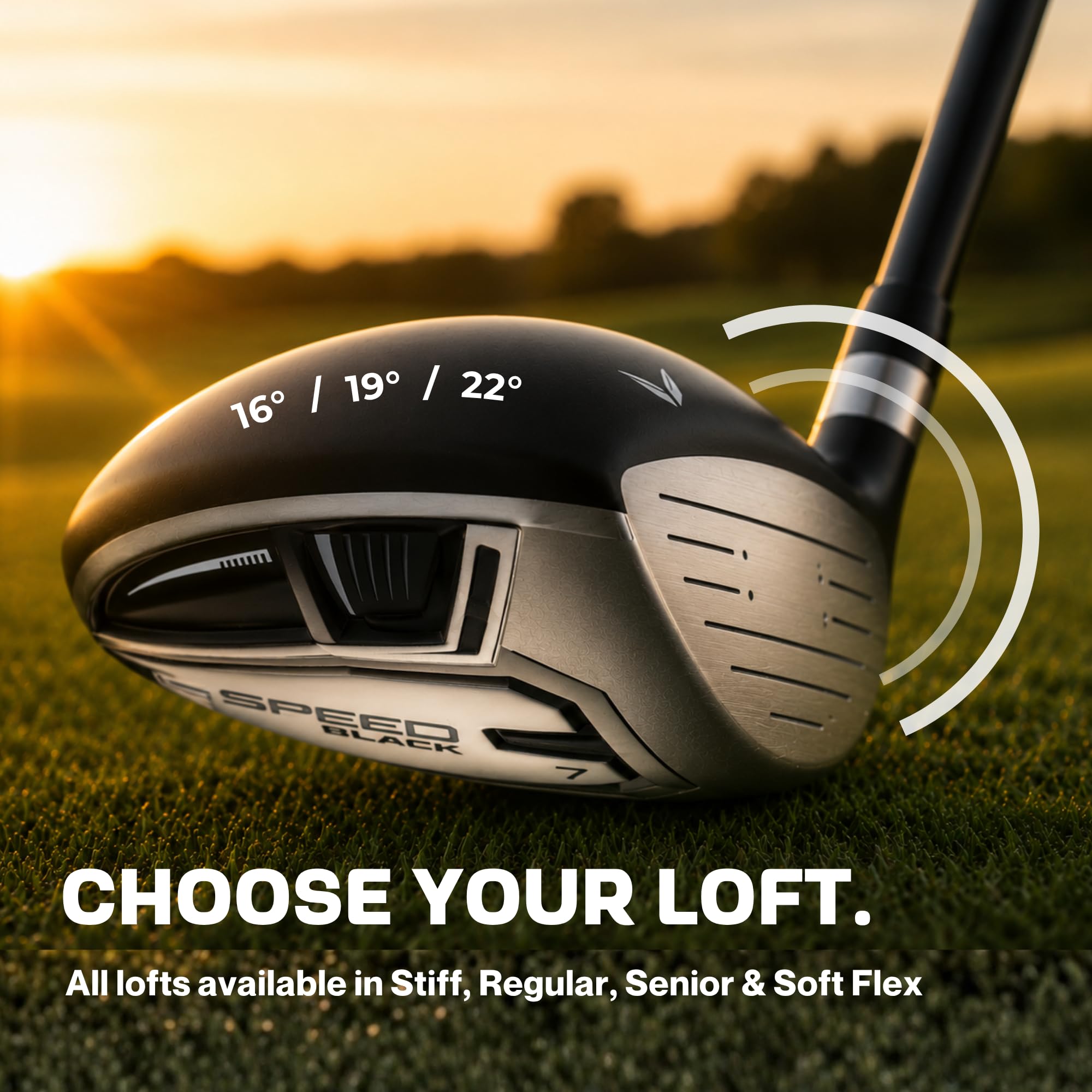 Speed System Golf Hybrid-Golfschläger aus Edelstahl – leichter Graphitschaft, hohe Launch, USGA-genehmigt, rechte Hand, Herren-Schläger und Schlägerhaube, schwarz
