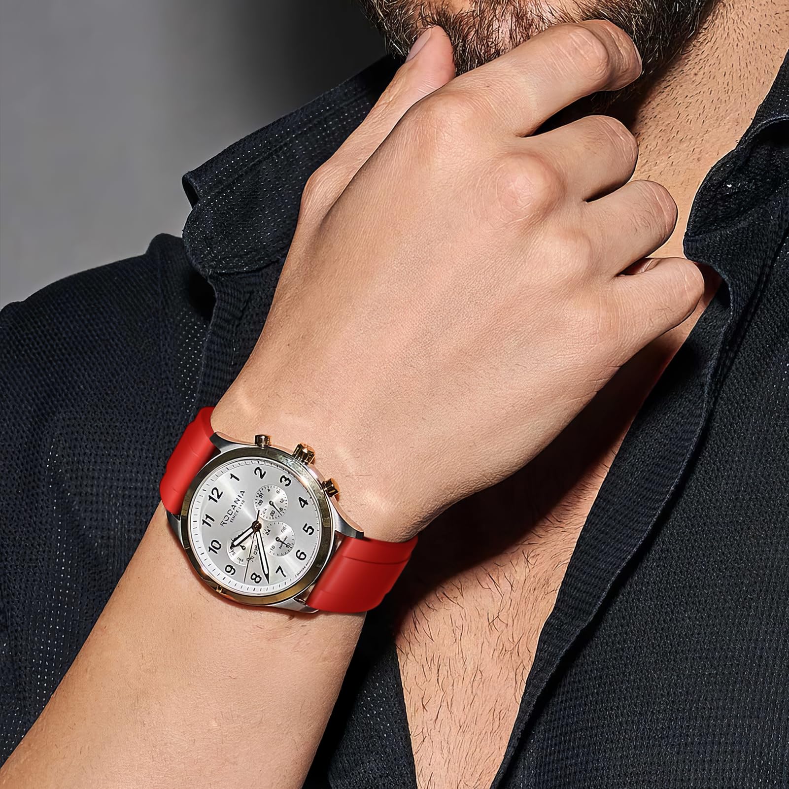REZERO Bracelet de Montre en Caoutchouc FKM à Dégagement Rapide, Sangle de Montre en Fluoro-Caoutchouc, Épais et Solide, Lanière de Montre de Remplacement Étanche 19/20/21/22/23/24mm pour Homme, Femme