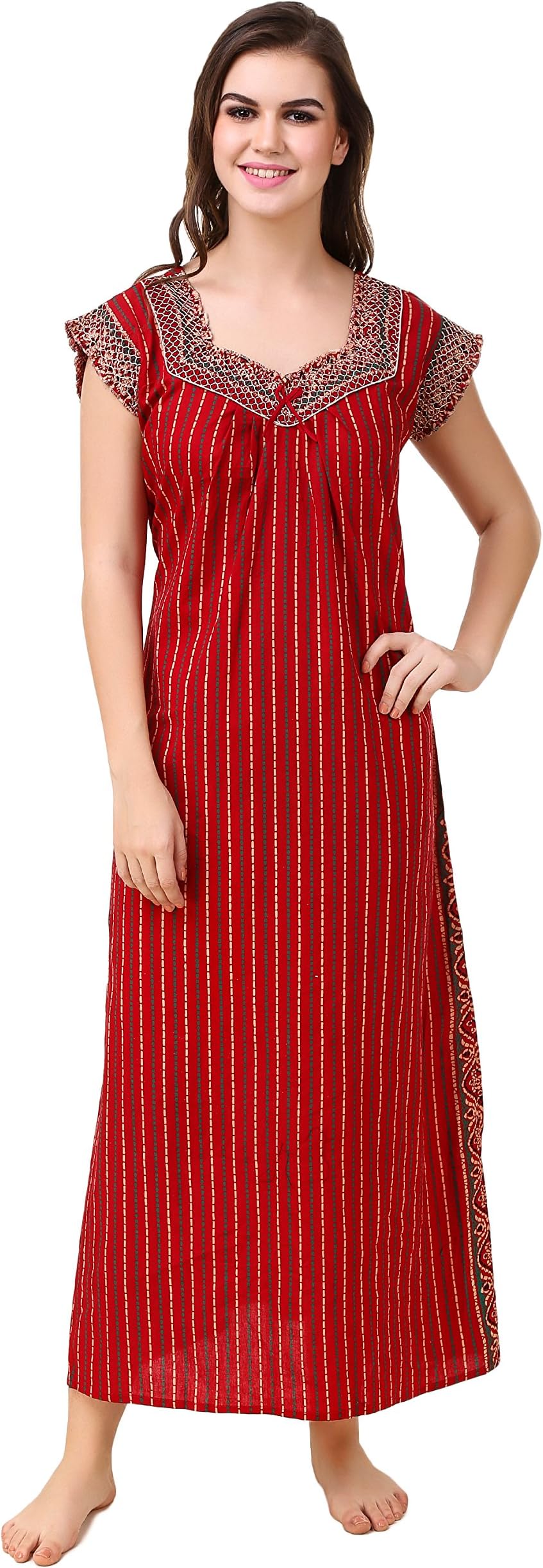 Masha Women's Cotton-Nighty Red, One Size