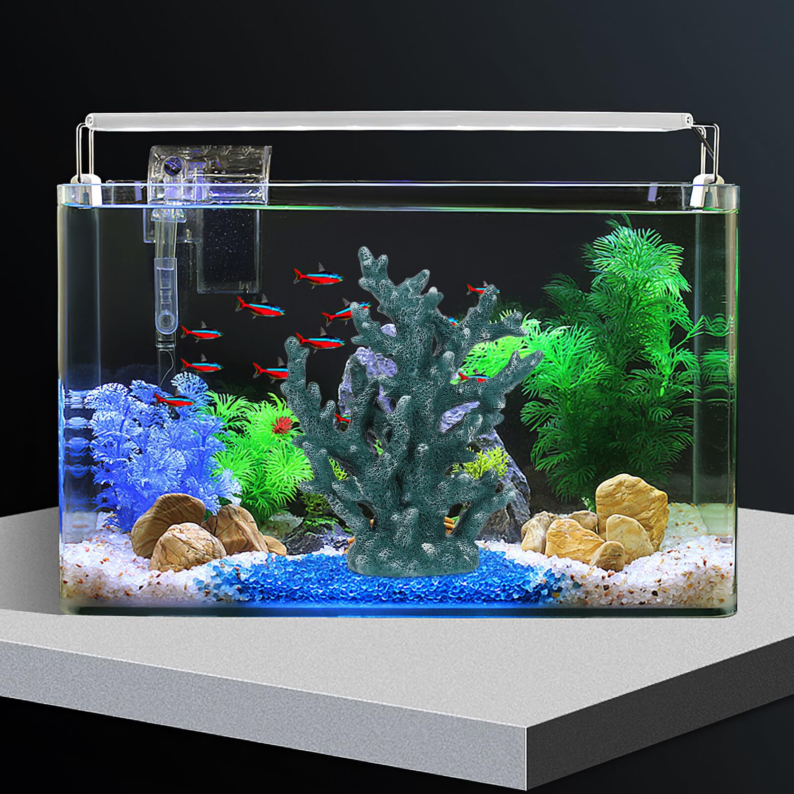 Symulowany posąg koralowca sztuczny koral Rośliny akwariowe wystrój sztucznej rafy sztuczna koralowa Centralny element z żywicy koralowej Aquarium Coral Reef Olive Green