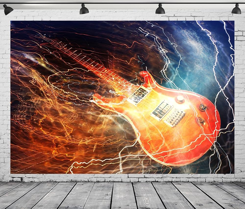 Amazon | CORFOTO 15x10フィート ファブリック照明 エレキギター背景