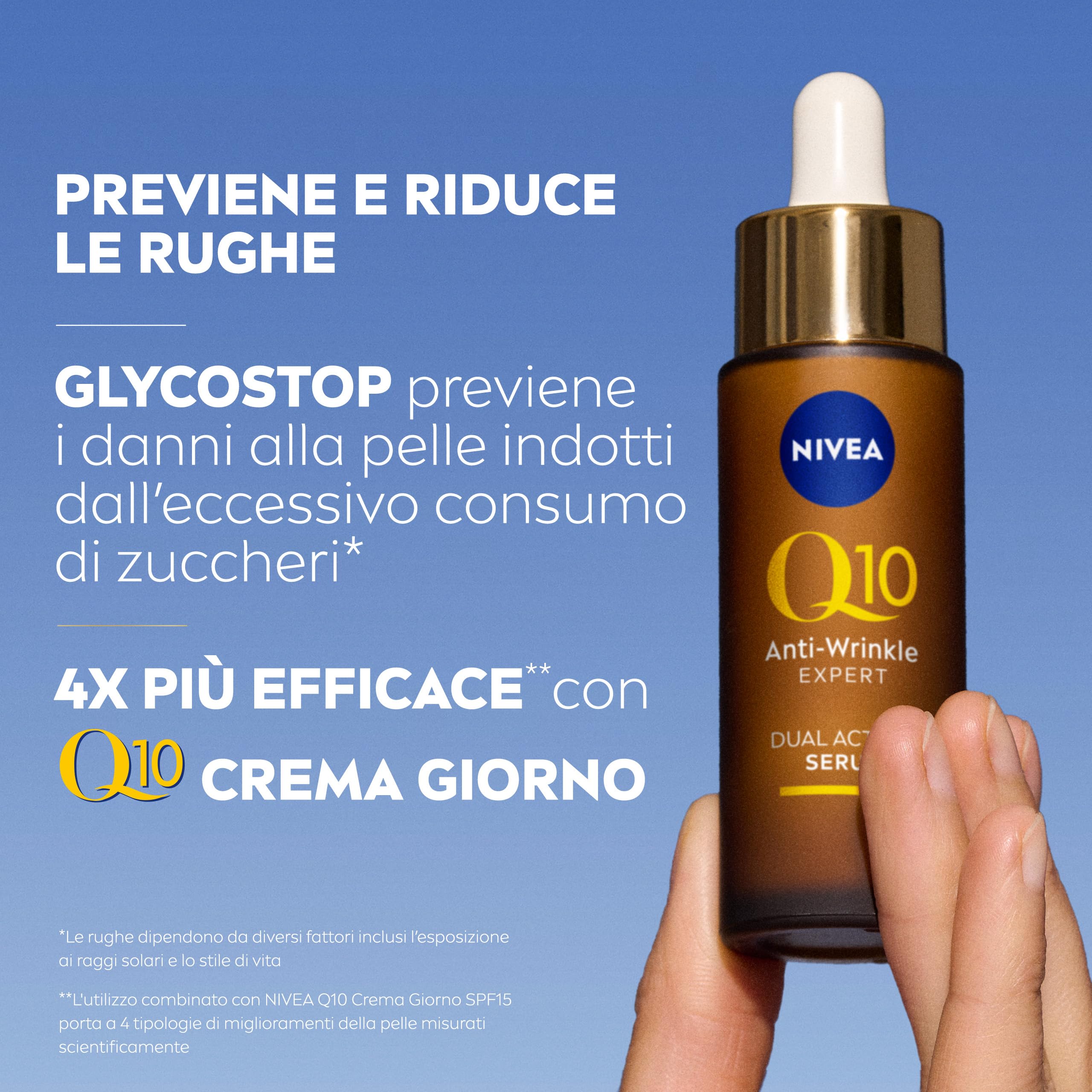 NIVEA Q10 Expert Skincare Kit Anti-Rughe, Set skincare completo con Siero Viso Doppia Azione 30 ml e Fluido UV Quotidiano Crema Viso SPF 50 40 ml per una pelle protetta e dall'aspetto più giovane