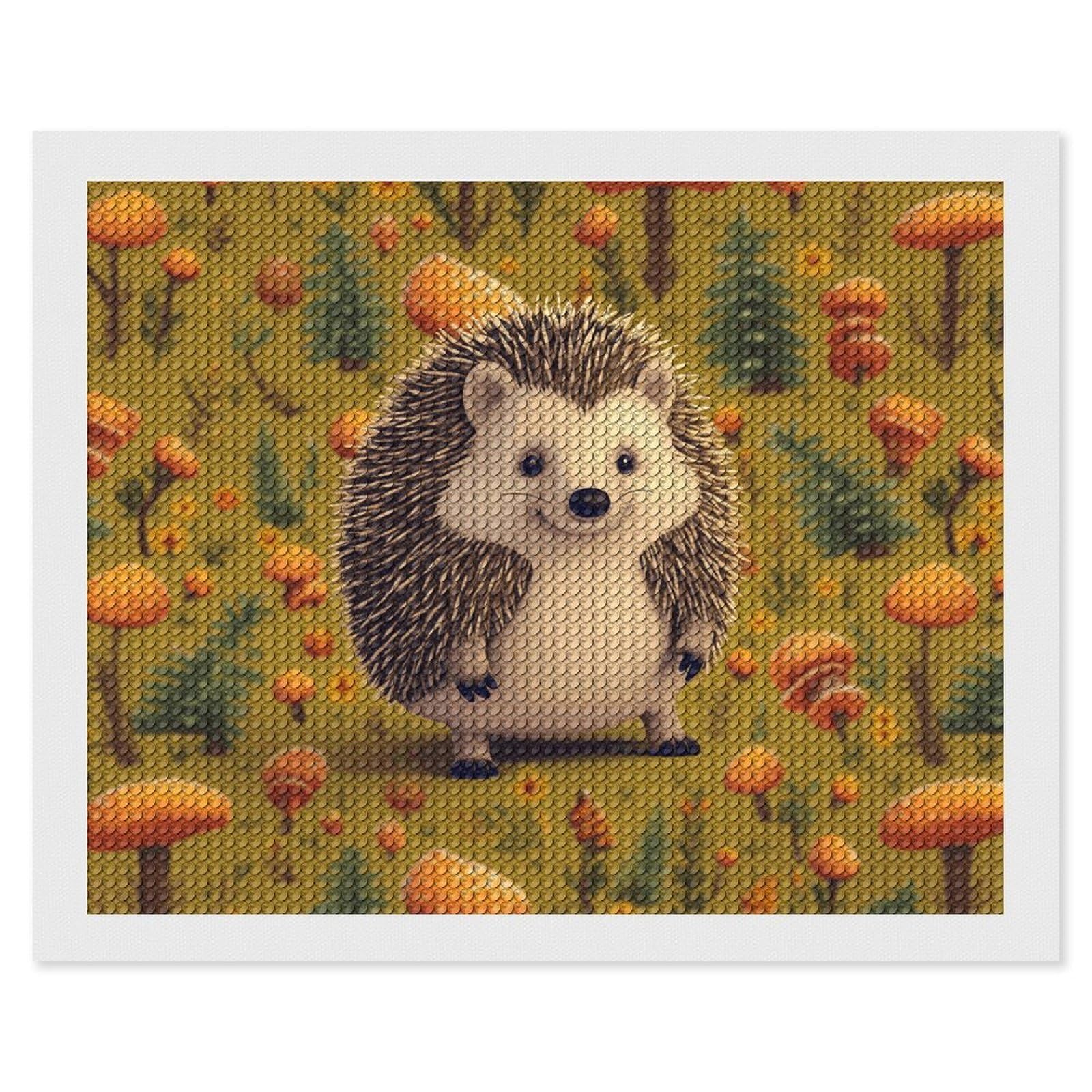 NONHAI Diamond Painting Kits for Adults - DIY Diamond Art Kits for Beginners - Full 5D Paint Drill Diamond Dots Paintings- Hedgehog Diamonds Pictures Gem Art and Craft Wall Decor 16"x20"