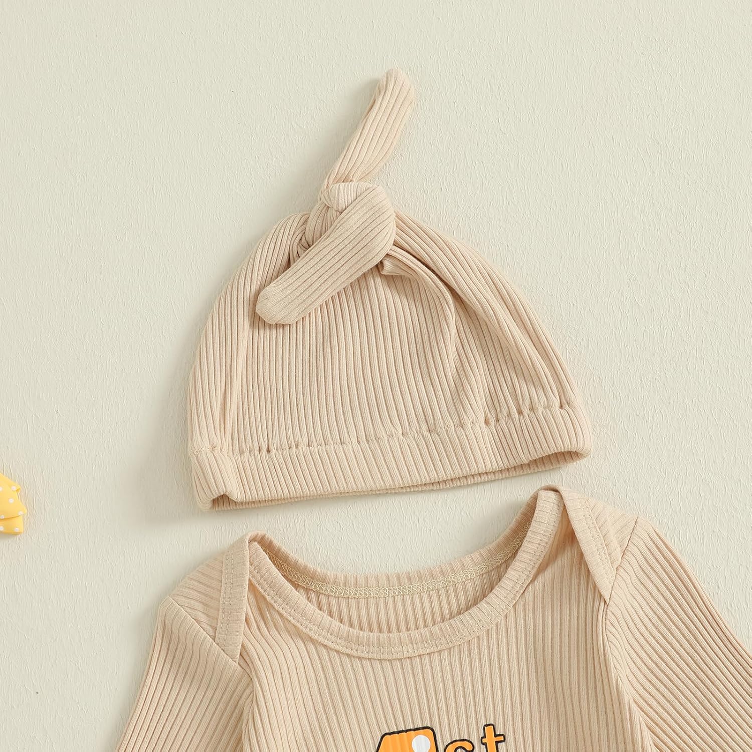 Baby Boy Girl Thanksgiving Onesie Outfit Turkey Letter Print Long Sleeve Ribbed Knit Romper and Hat 2 Pcs Clothes Set - Image 6