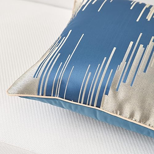 Miniatura 5 de Aeckself Paquete de 2 fundas de almohada cuadradas de jacquard de alta precisión modernas con rayas geométricas decorativas, funda de cojín suave y
