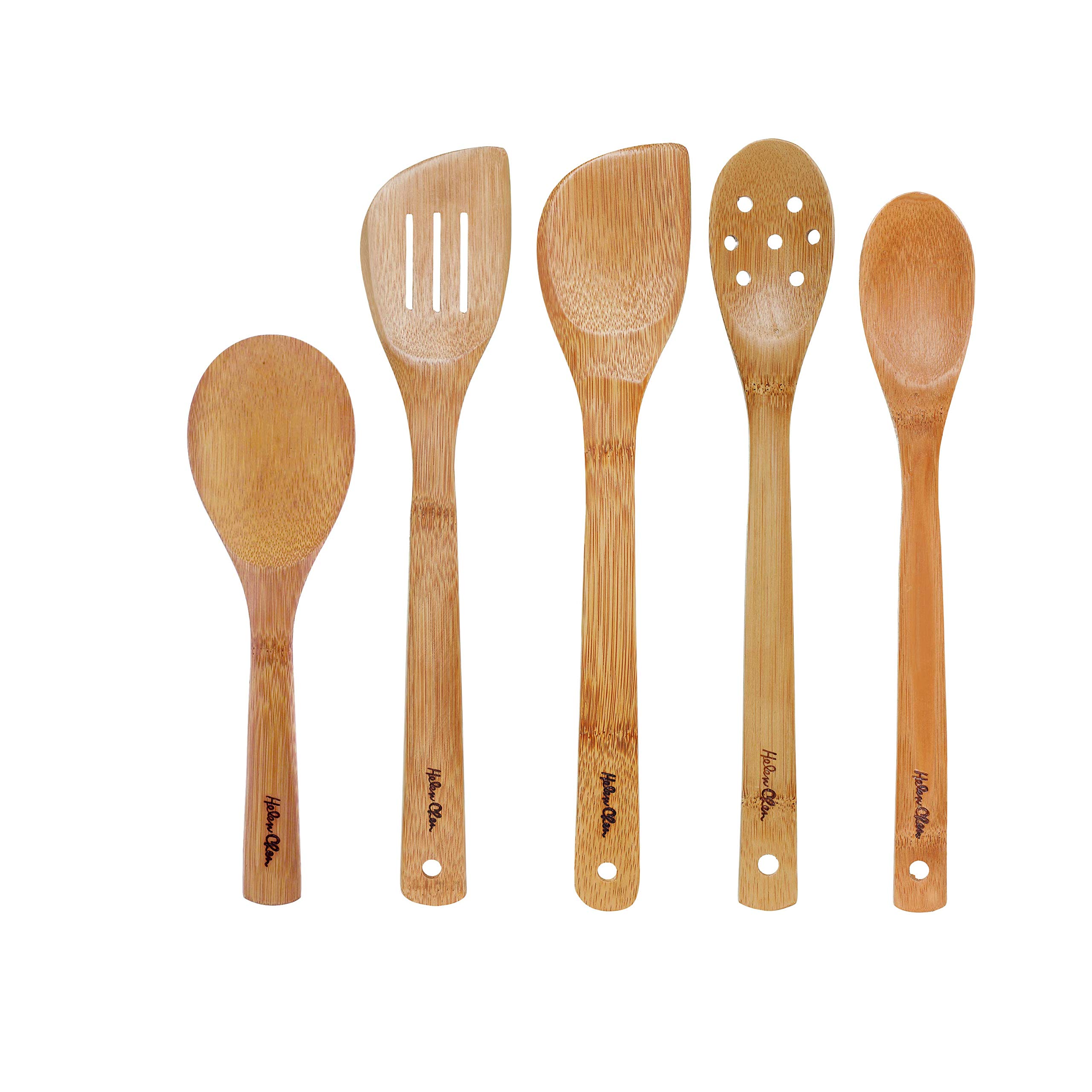 Helen's Asian KitchenEssential Stir Fry Utensil Set, 5-Piece, Natural Bamboo