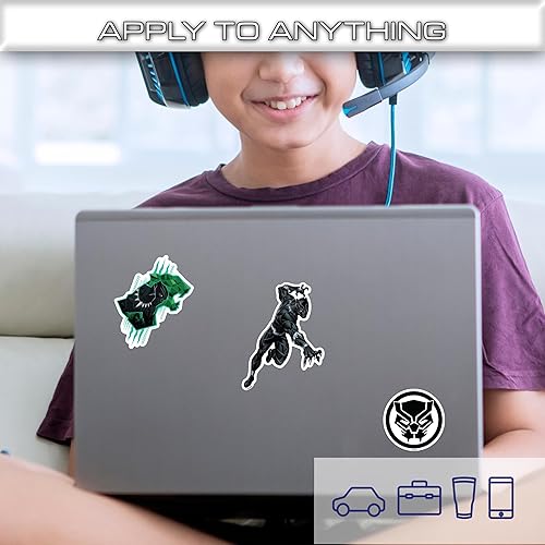 Miniatura 6 de Marvel Black Panther - Juego de 3 calcomanías de vinilo para botella de agua, bicicleta, casco, laptop, patineta, coche, calcomanías de Marvel para
