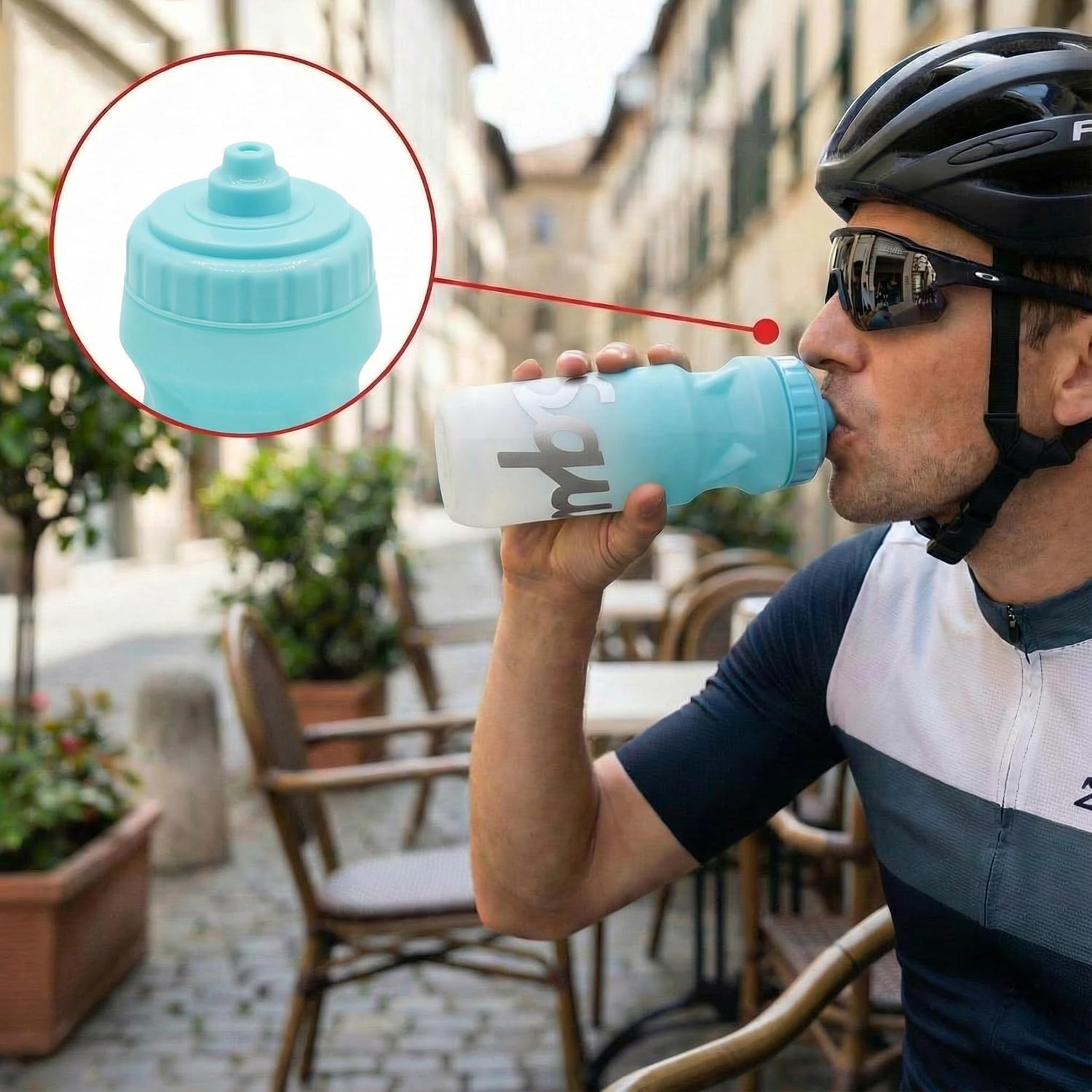 SQUALO Cycling Water Bottle 20oz / 610ml – Ultra-Lightweight 56g Squeeze Bike Bottle with Self-Sealing High Flow Nozzle – Leak-Proof, BPA-Free, Ergonomic Fit for Road & Mountain Biking (Blu Grad)