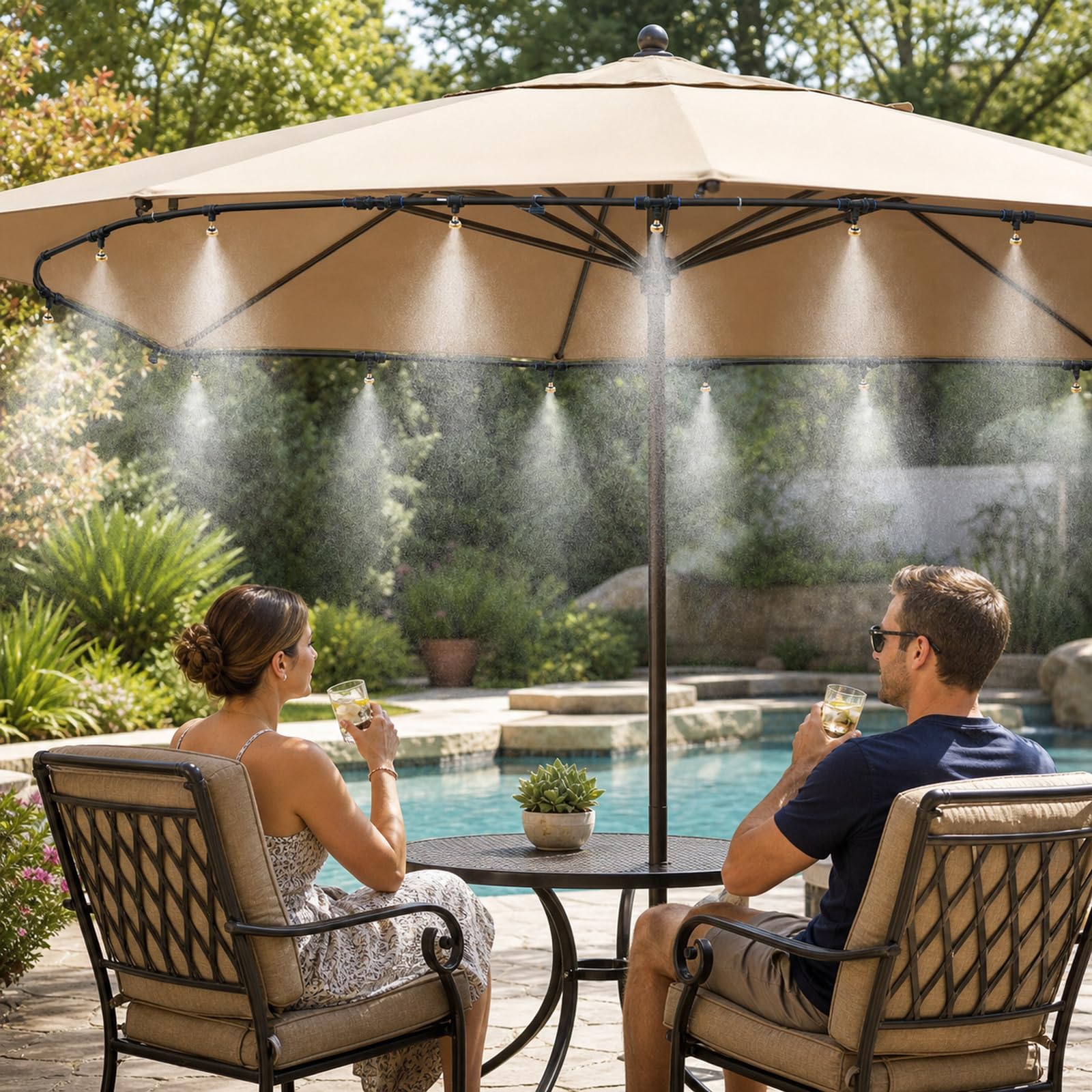 Brumisateur Terrasse Exterieur Kit,Brumisateur pergola,Kit D’Irrigation,Système De Refroidissement Extérieur Parbrumisateur,Refroidissement,pour Fleurs,Pelouse,Terrasse,Balcon Maison