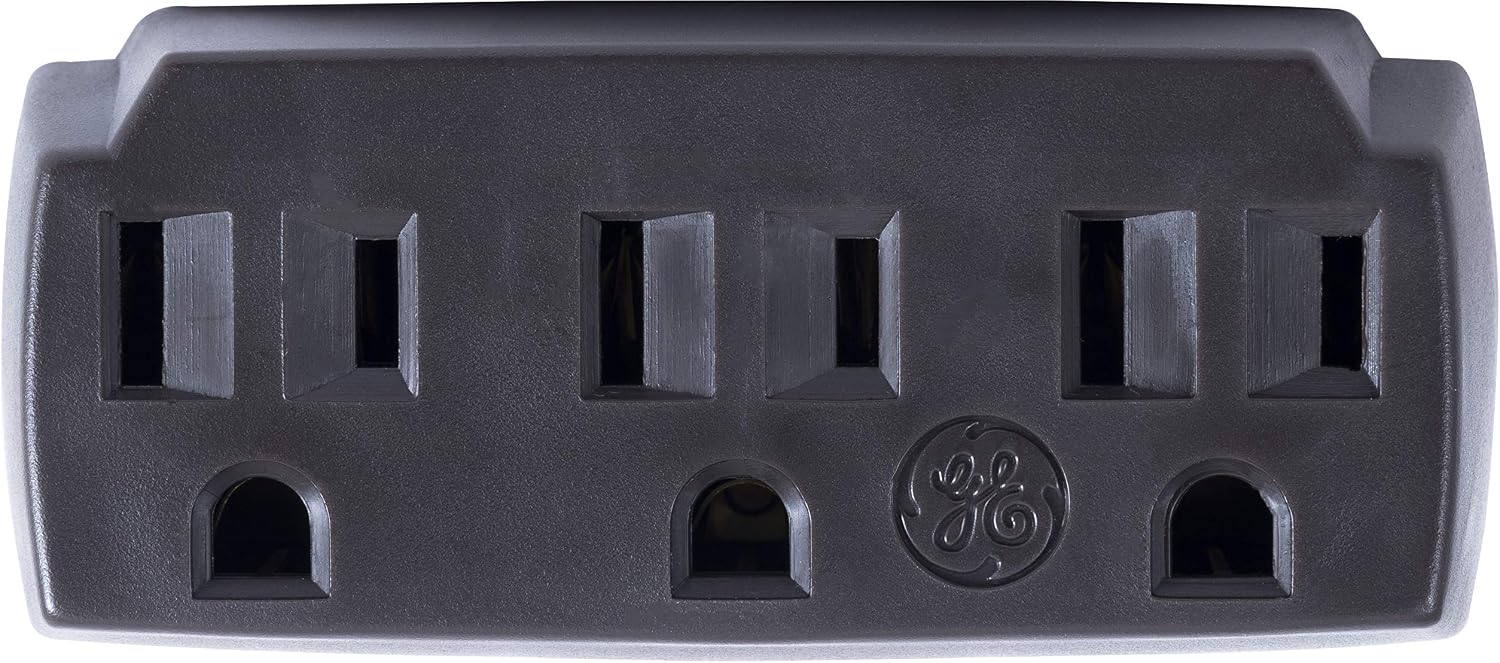 GE 3-Outlet Extender Wall Tap, Grounded Adapter, 3-Prong, Indoor Rated, UL Listed, Brown, 51864