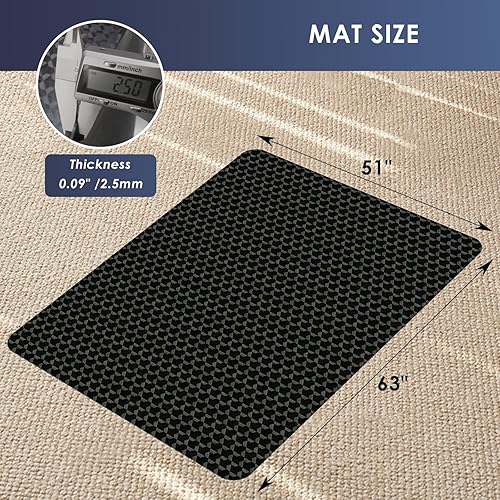 Miniatura 40 de Vicwe Tapete para silla de oficina para suelos alfombrados, 48 x 36 pulgadas, tapete rectangular para silla de escritorio con tachuelas para suelos