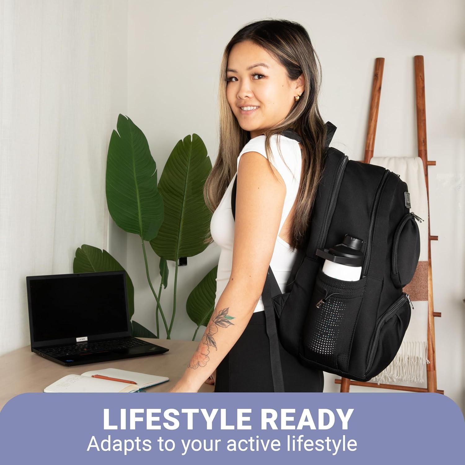 Alira Women’s Lunch 17 Inch Laptop Backpack with Waterproof Cooler Compartment & Belt Bag, Insulated Neoprene Laptop Backpack, Work School Travel Bag with Lunch Box Pocket (Black) - Image 6