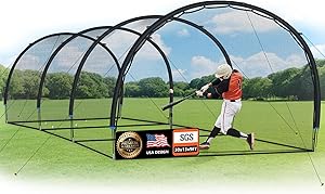 ORIENGEAR Baseball Batting Cage 13/20/30ft for Backyard, Baseball Training Equipment Netting Cages, Golf Softball Baseball Nets for Batting with Frame and Net, Hitting and Pitching Practice