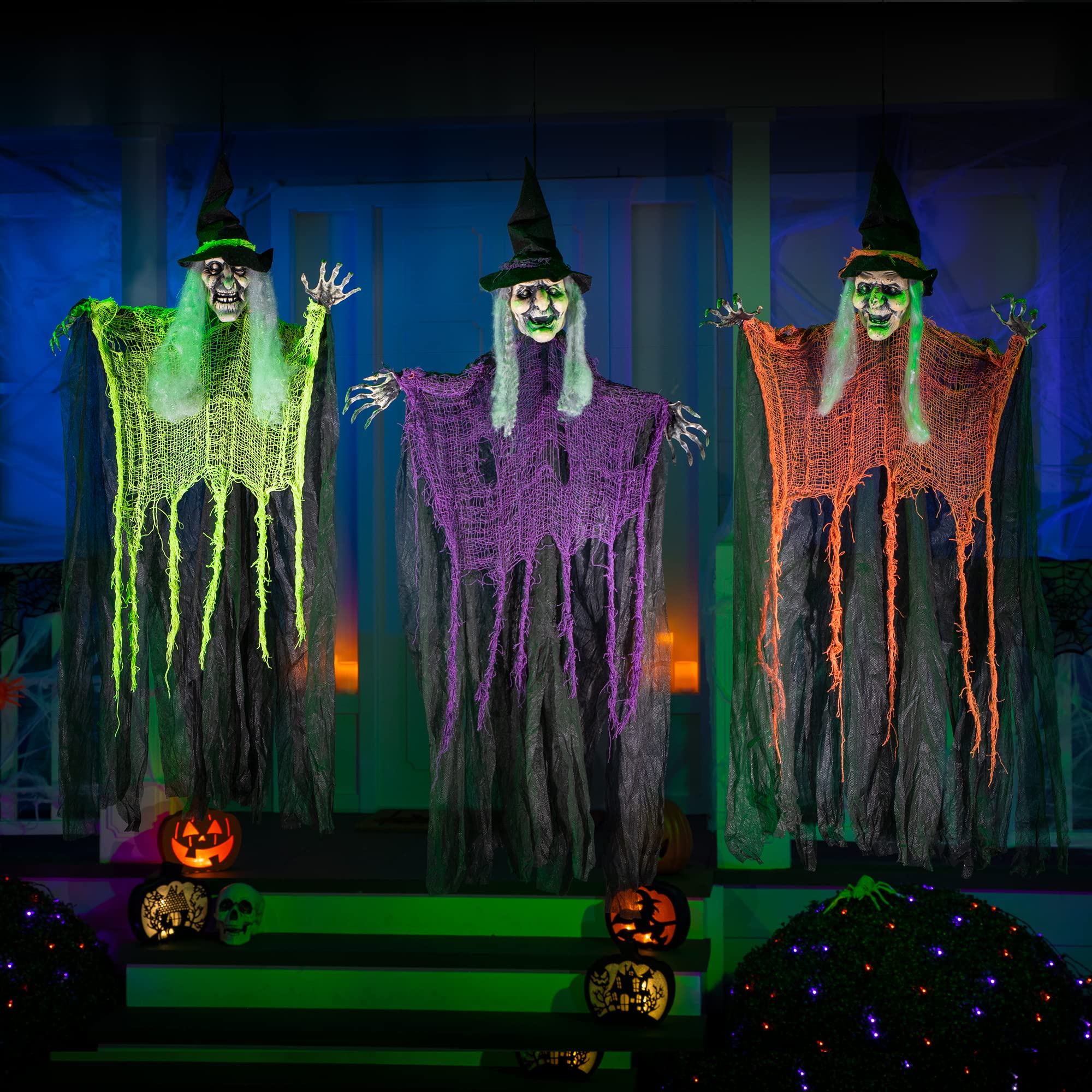 JOYIN 3-pak wiszących czarownic 89 cm z giętymi ramionami, dekoracje do wnętrz i na zewnątrz na Halloween