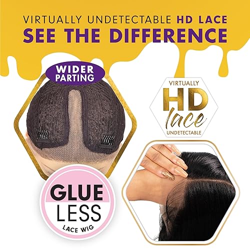 Miniatura 5 de Sensationnel Butta - Pelucas de encaje  Unidad 8 extra ancha de 5 pulgadas de profundidad, línea de cabello sintético previamente despuntada, sin