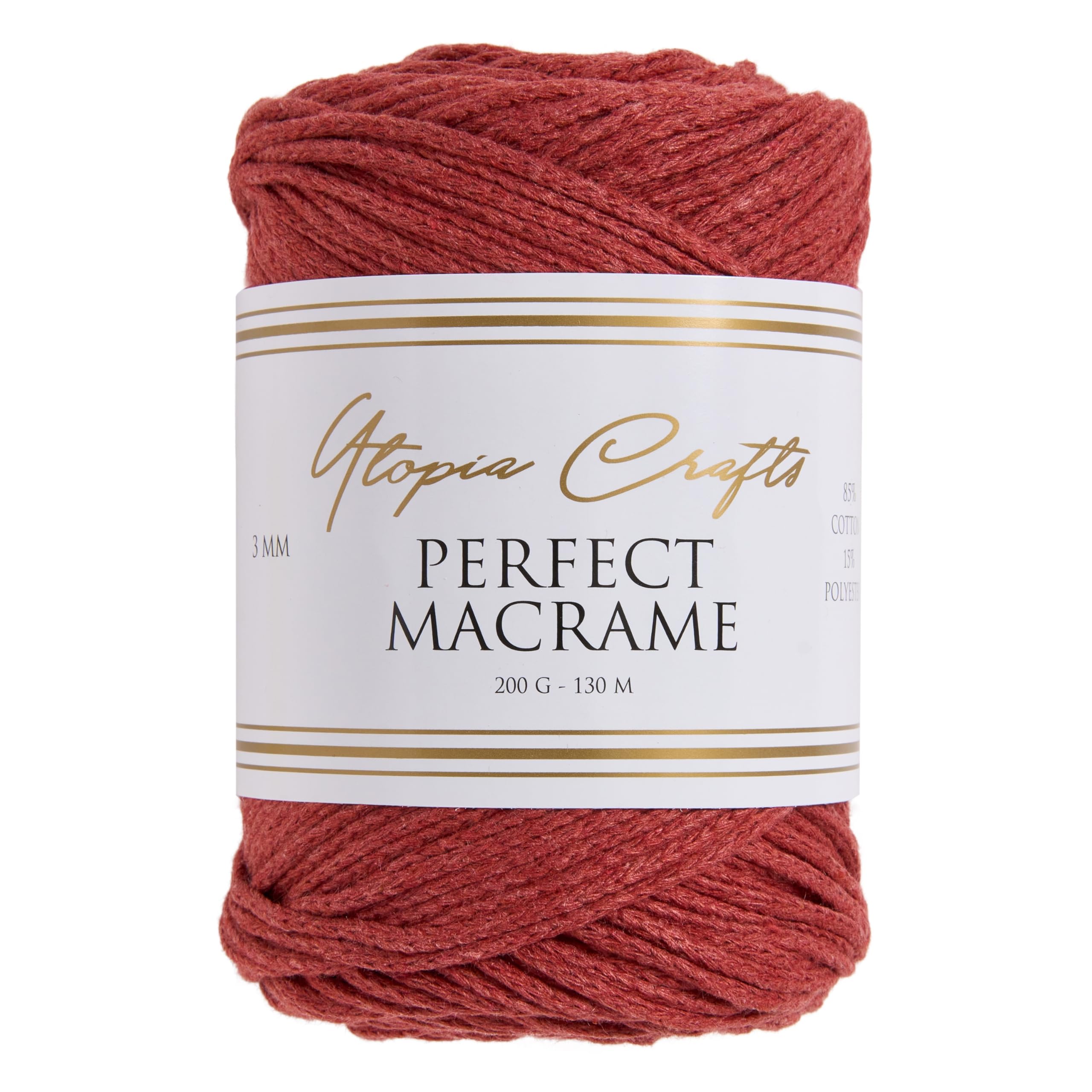 Utopia Crafts Perfect Macrame Cord 3mm - 200g (Brick Red)