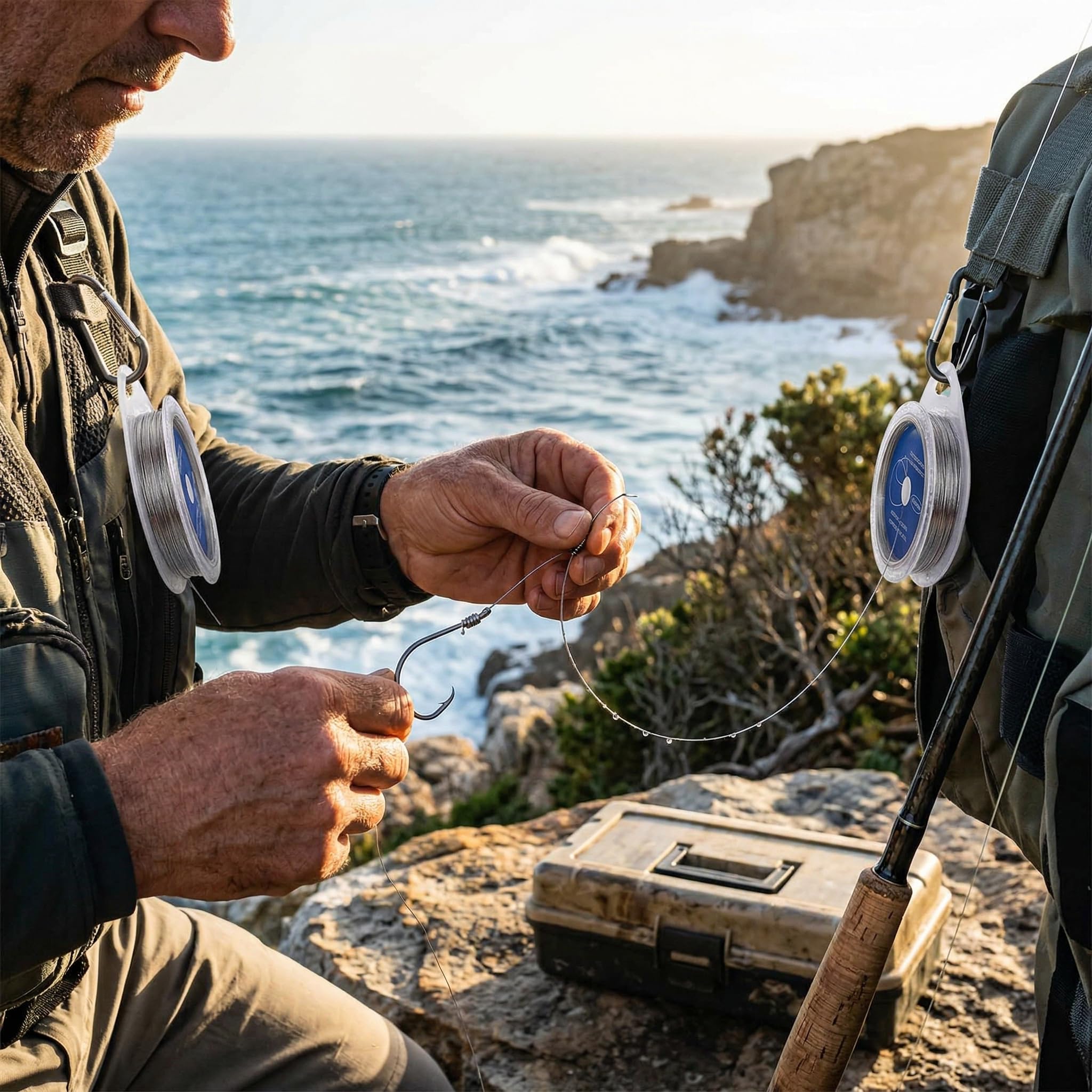 Filo da Pesca, Filo da Pesca In Acciaio Lenza da Pesca in Filo Metallico Lure in Acciaio Inossidabile da 10 Metri con Maniche Pieghevoli(50 lbs)