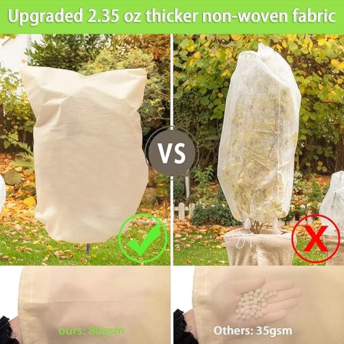 Miniatura 4 de POLIUMB Cubiertas para plantas contra la congelación, 24 x 31.5 pulgadas, cubiertas para plantas para invierno, paquete de 2 paños de protección