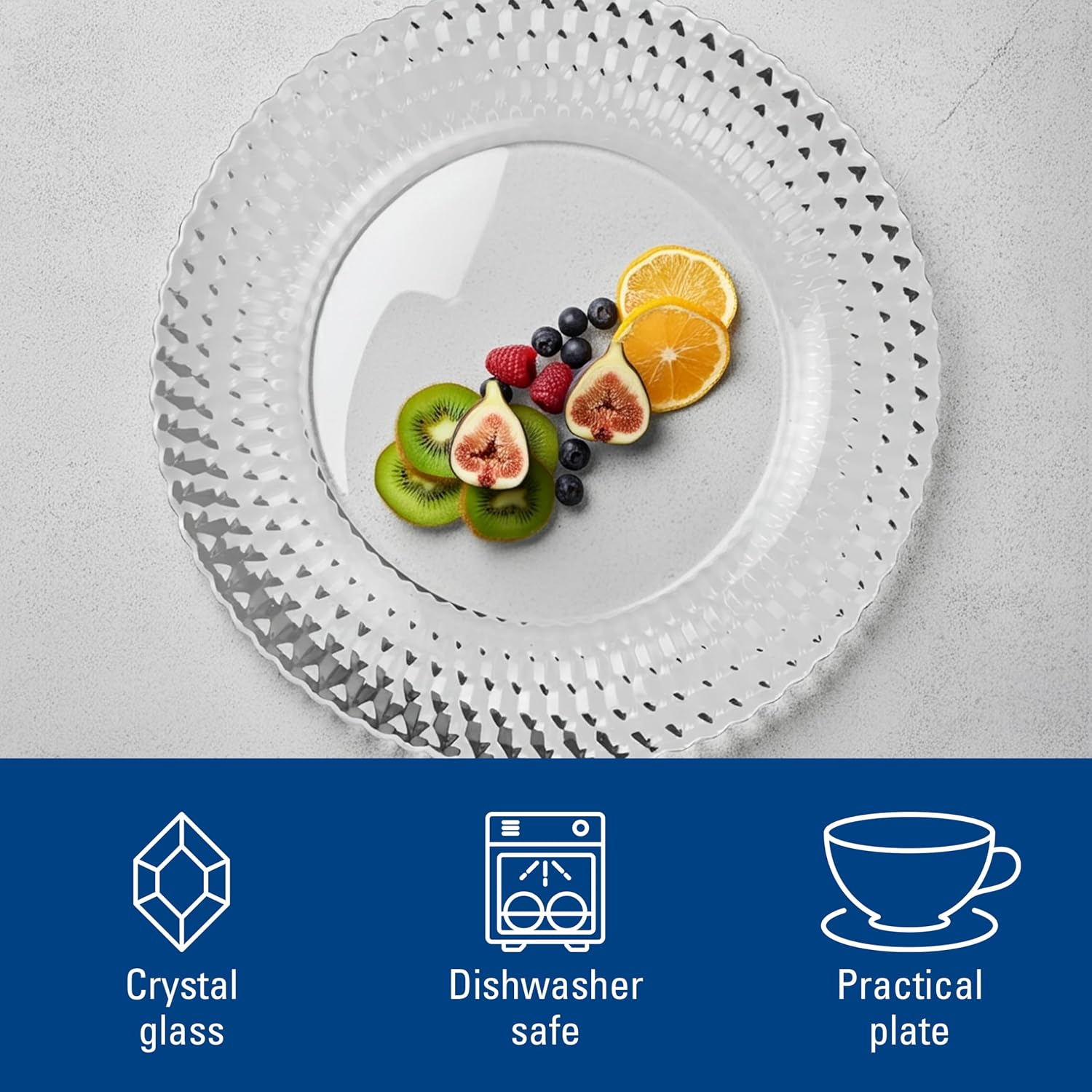 Villeroy & Boch - Boston charger plate, luxurious presentation plate for celebration meals, crystal, transparent, 320MM