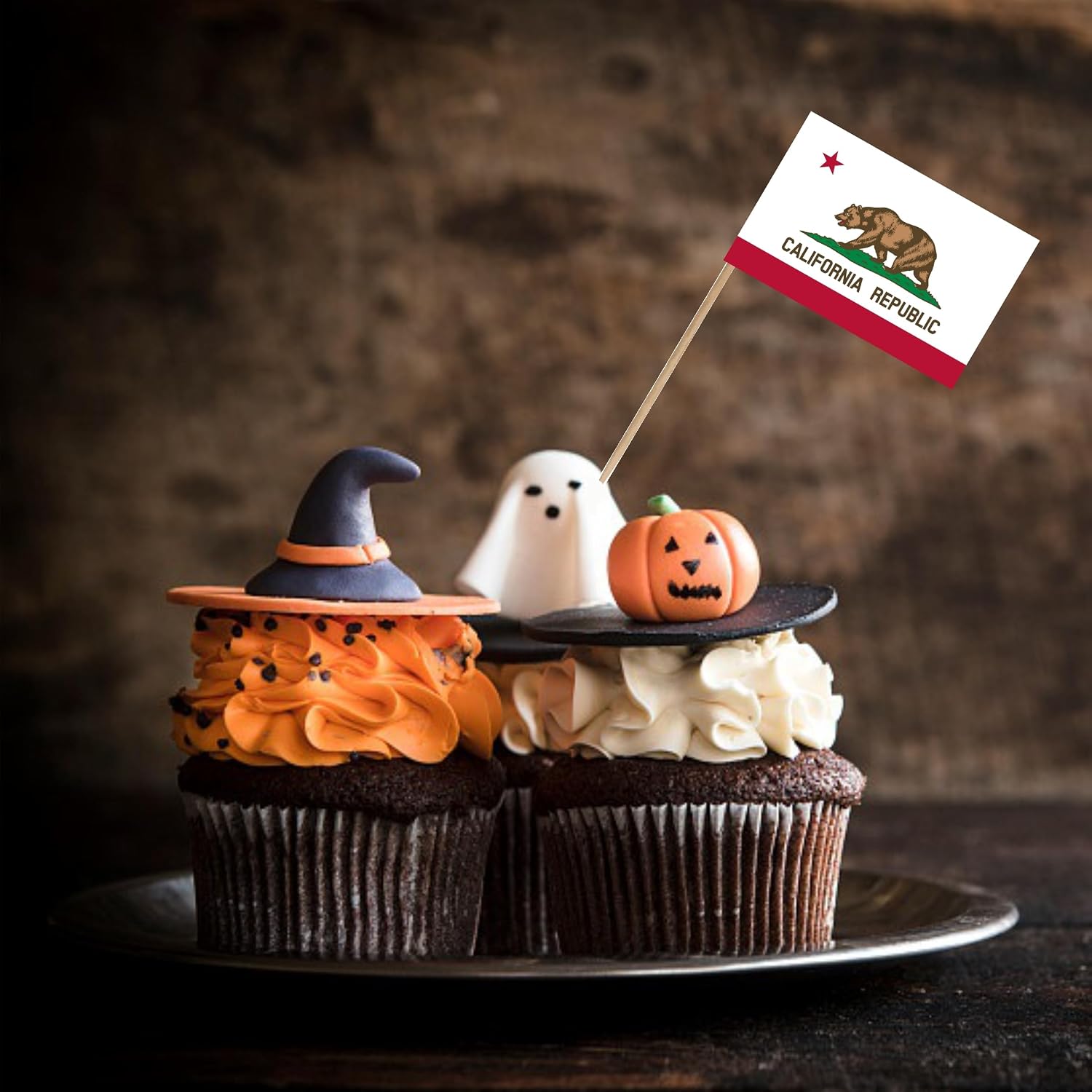 California State Toothpicks Flag CA Republic Small Mini Cocktail Fruit Cupcakes Toppers Food Stick Flags Decorations, 100 Pack