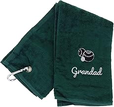 Always Looking Good Embroidered Dark Green Lawn Bowls Towel for Grandad Tri-Fold Luxury Velour 50cm x 40cm Custom Bowling Towel with Carabiner