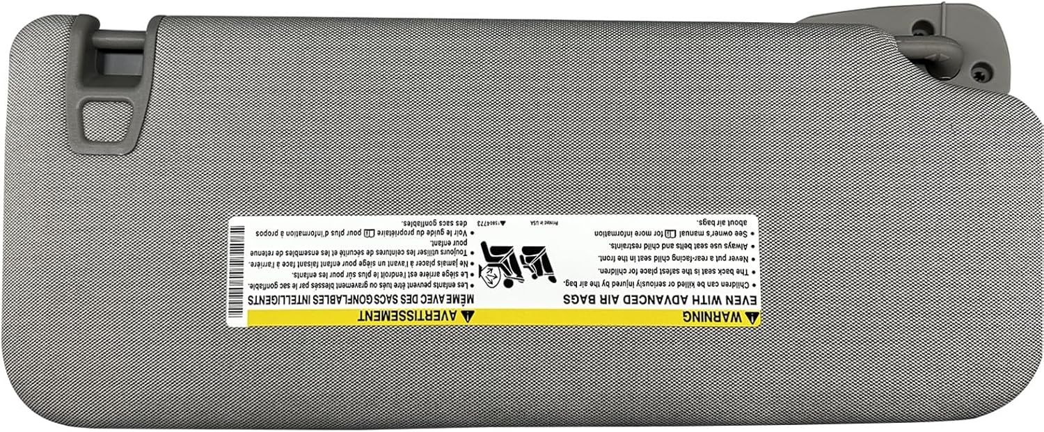 Gray Left Driver Side Sun Visor with LED Lights Fit for 2014-2019 GMC Sierra/Sierra Denali Chevrolet Silverado 1500 2500 3500