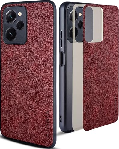 AIORIA Para Poco X5 Pro Case, Funda de cuero premium para teléfono Diseño retro Funda protectora completa para Xiaomi Poco X5 Pro 5G (rojo)