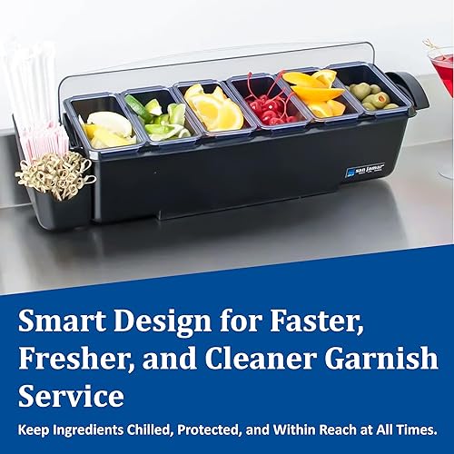 Miniatura 6 de San Jamar Dome Garnish Center - Bandeja con 5 bandejas para cocina, bar y restaurantes, plástico, 9 pintas, color negro