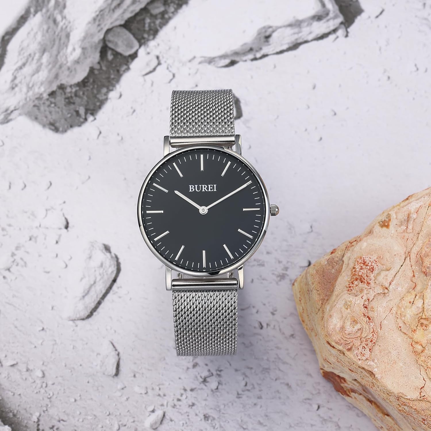 BUREI Womens Fashion Gold Stainless Steel Mesh Watch Analog Quartz Waterproof Ladies Watch Dainty Bracelet Wristwatch for Women,Gifts for Girlfriend - Image 3