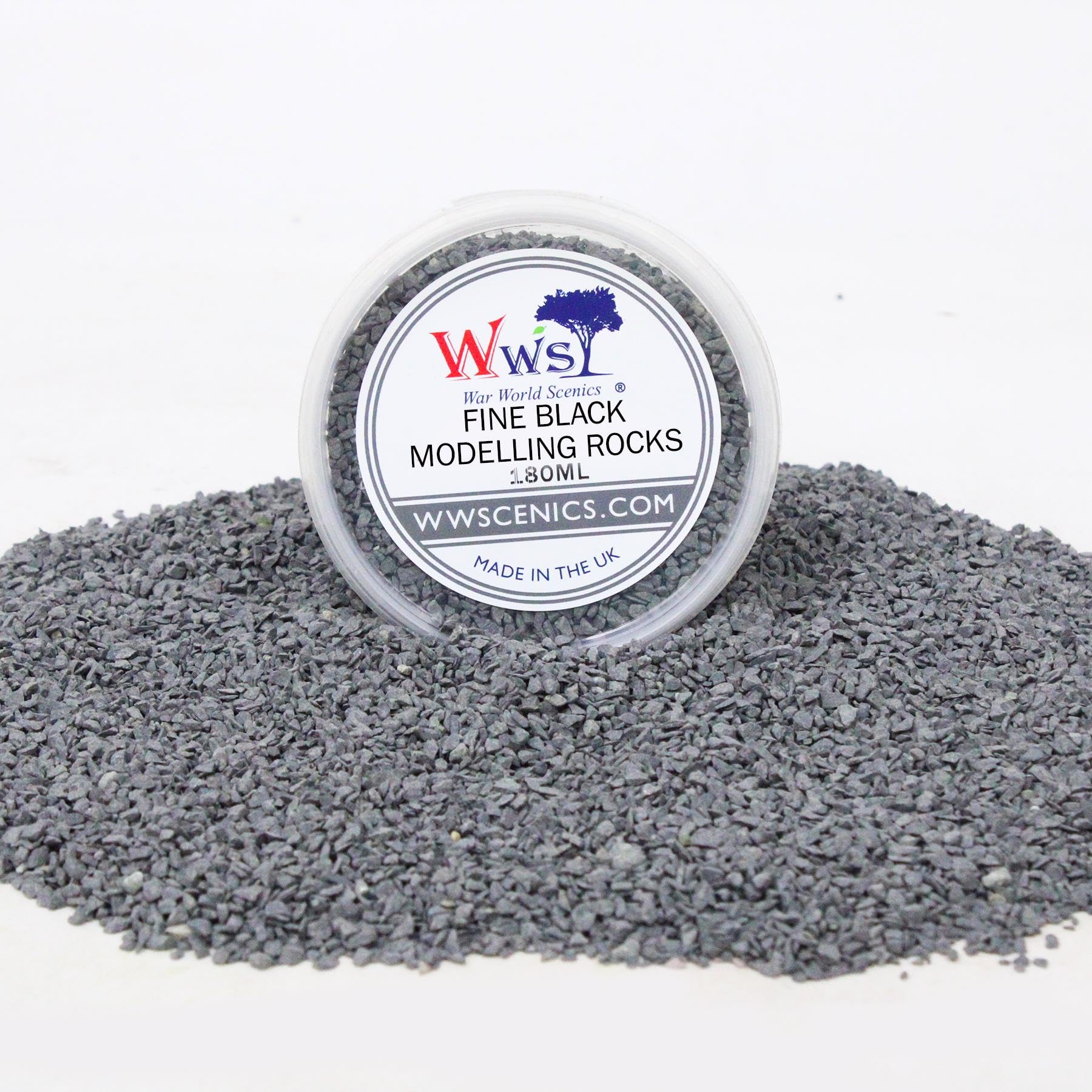 WWS War World Scenics WWScenics Fine Black Modelling Rocks 1-3mm | 180ml Tub | Wargame Scenery & Basing Material