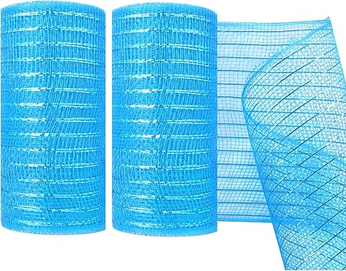 MIKIMIQI Paquete de 2 cintas decorativas de malla decorativa de 5.9 pulgadas x 30 pies con papel de aluminio metálico, suministros de coronas, rollo