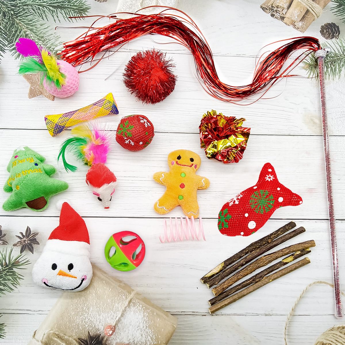 Tyinerc Weihnachtsspielzeug Katzen - 4 Mäuse Set Festlich