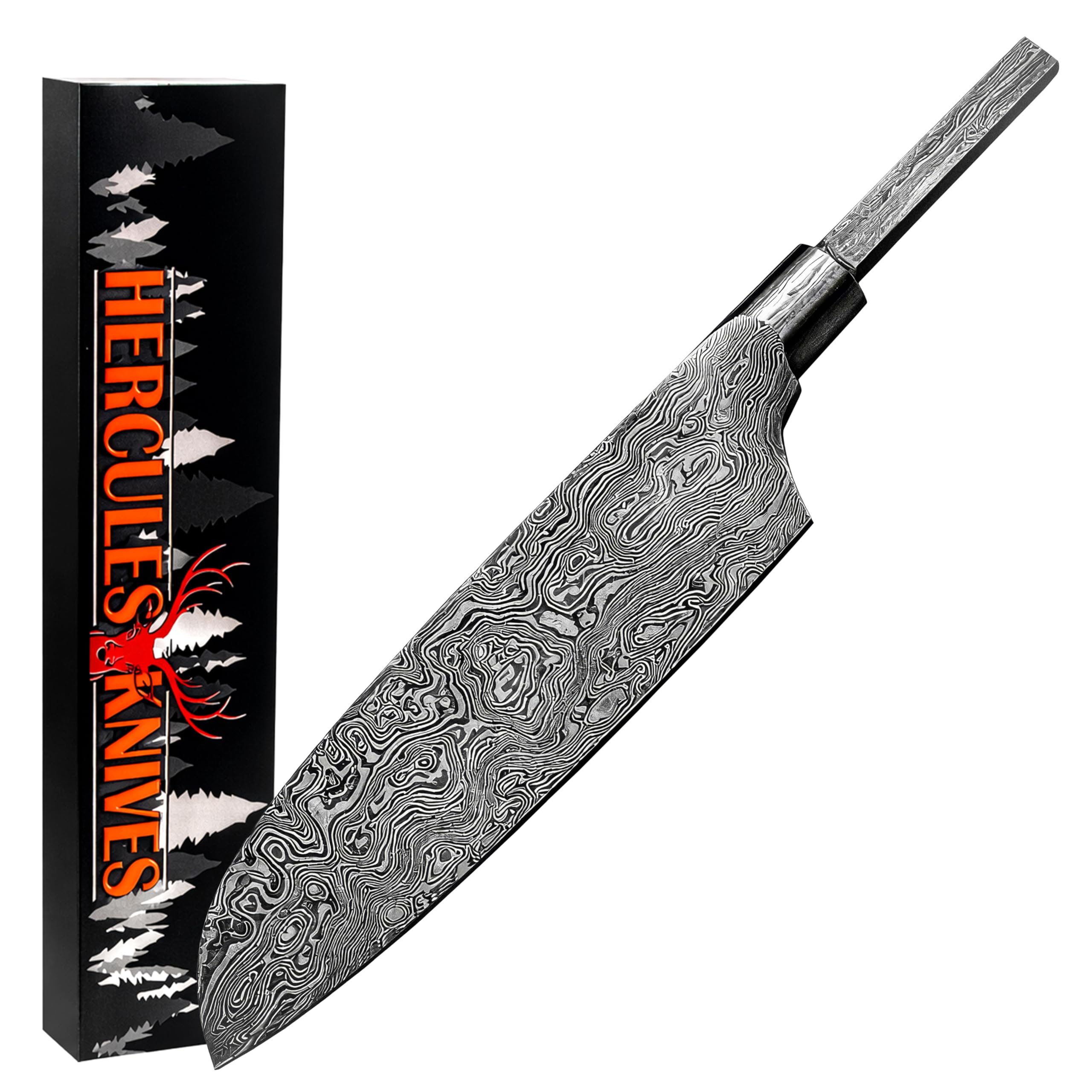 Custom Hand Forged Damascus Steel Blank Blade Chef Kitchen Knife, Forged Bolster, Woodworking Project Kit, Damascus Billet Bar Handmade Knife Making Supply (FBB-C) — Amazon image 10