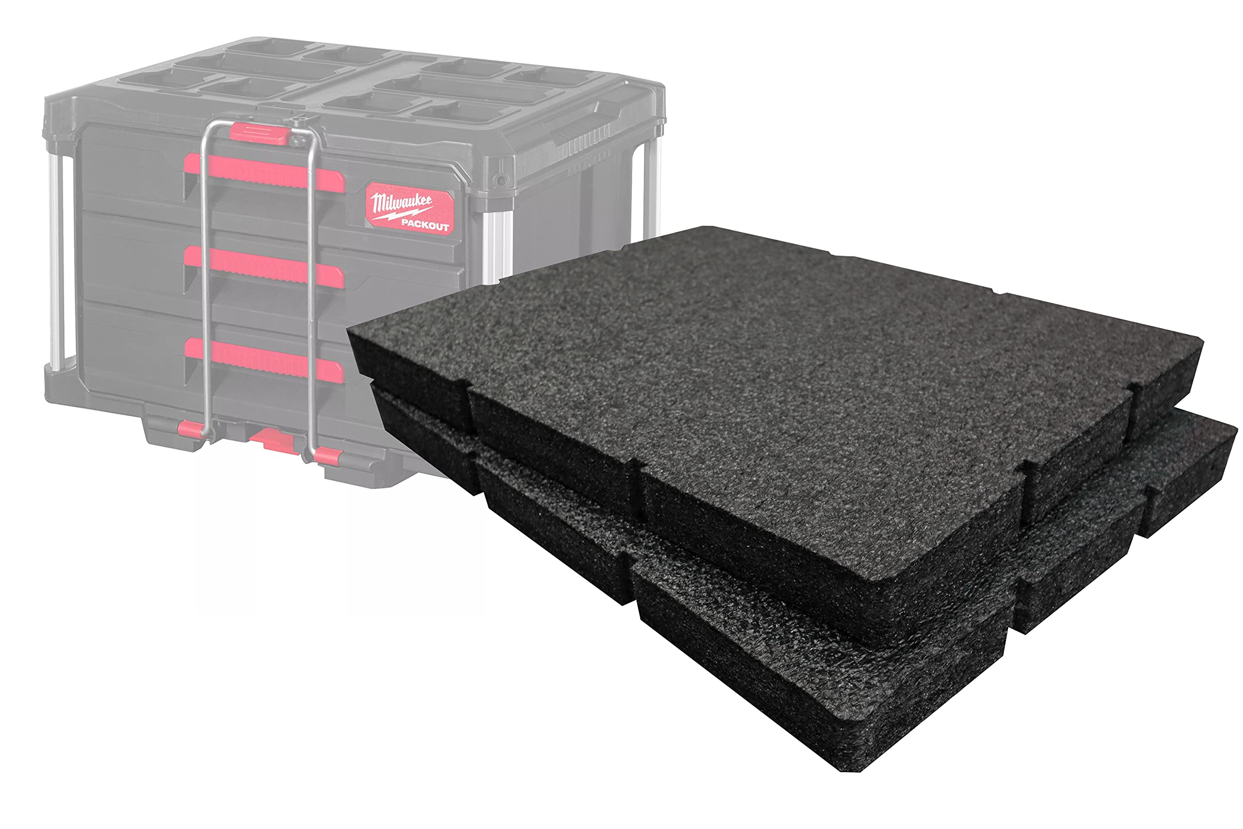 Shadow Foam Easy Peel – Foam Inserts for Milwaukee Packout Drawer Tool Box [Black 30mm Twin Pack] Cut and Peel Foam Inserts For Tool Organisation, Kaizen, 5s, Storage Boxes — image 1