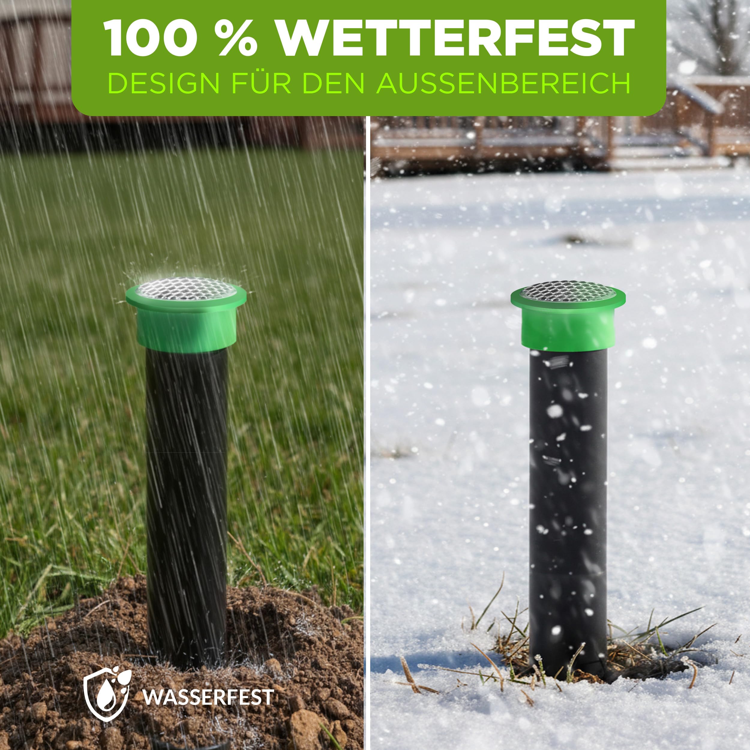 ISOTRONIC® Maulwurf Vertreiber Wühlmausschreck 4er Pack | Tradition seit 1979 | Maulwurfschreck wasserdicht IP65 | Plus blaues Licht gegen Wildtiere