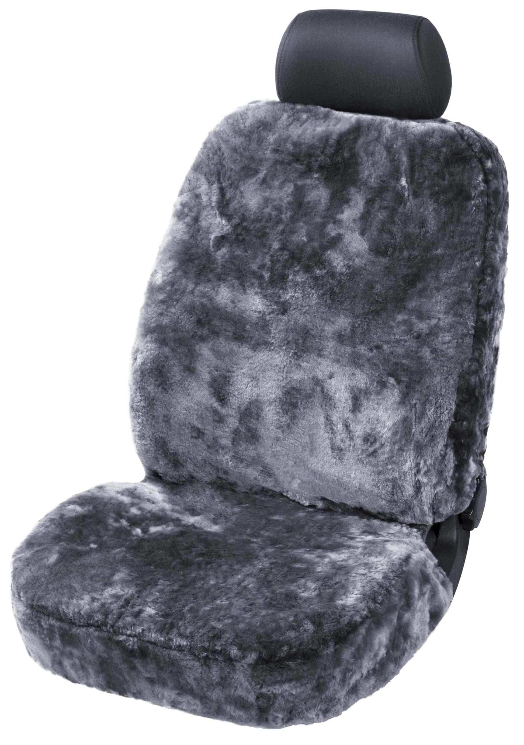 Walser Funda de Asiento de Piel de Cordero para Coche Trish, Premio Muy Bueno* Funda de Asiento de Piel de Cordero para Coche, 1 Pieza Antracita