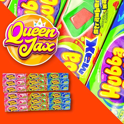 Miniatura 3 de Hubba Bubba Bubble Gum a granel  Paquete variado de 3 sabores (total de 18 chicles de mascar)  6 chicles de frambuesa azul agrio  6 chicle de sandía