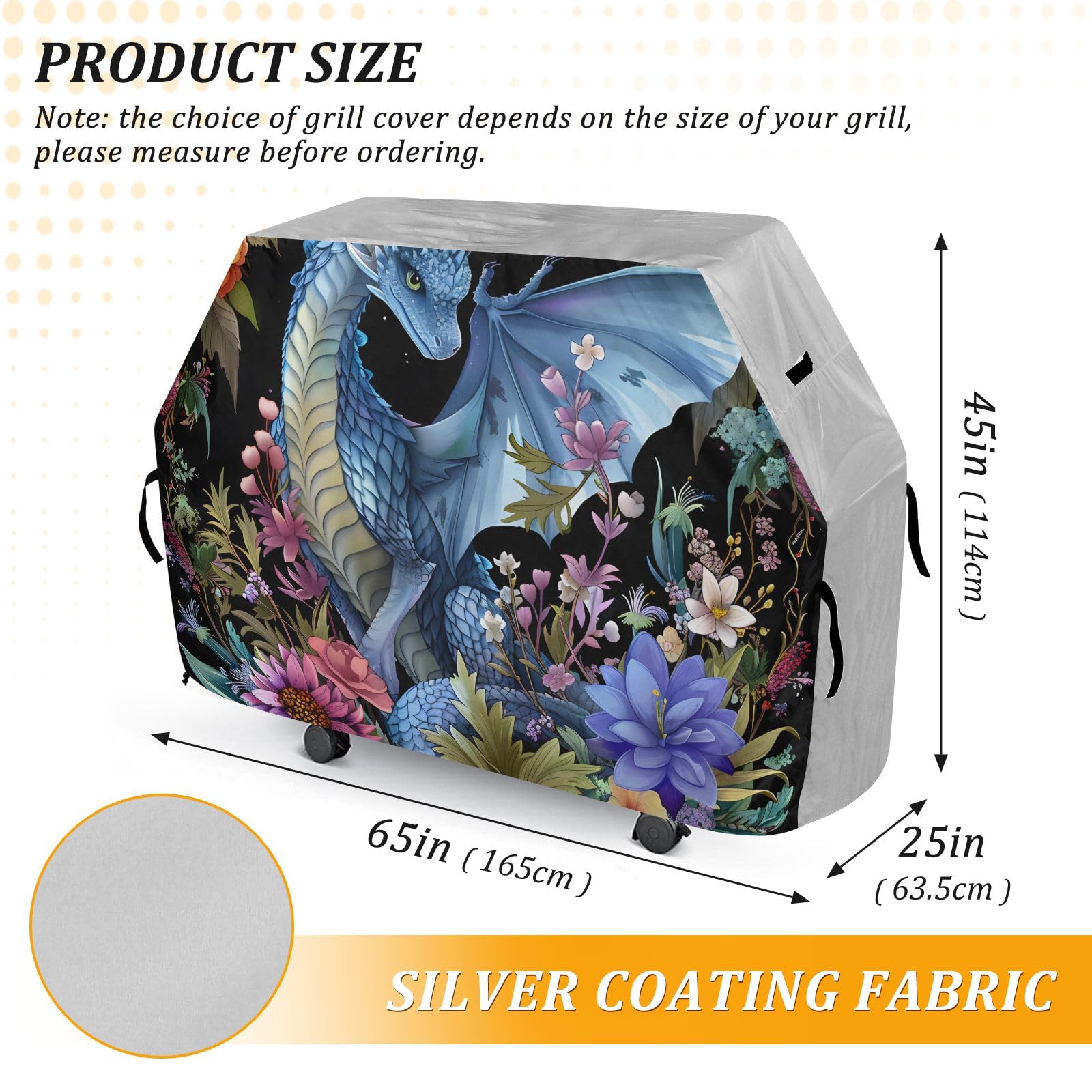 Fantasy Dragon Flowers - Funda para barbacoa impermeable y resistente al aire libre